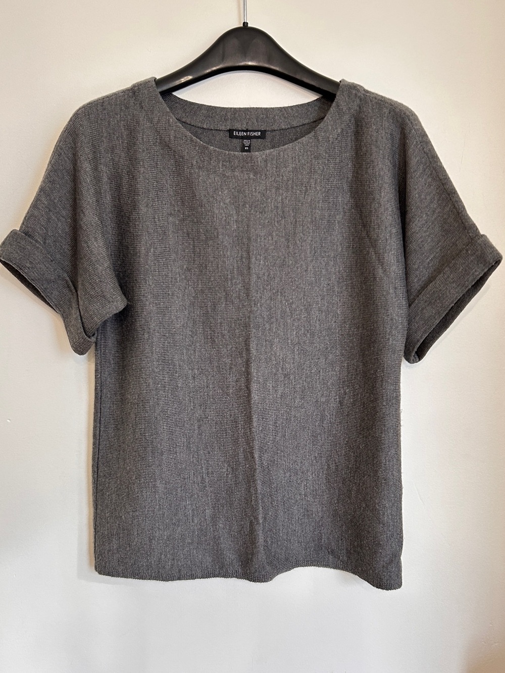 EILEEN FISHER 100% MERINO WOOL SHORT SLEEVE SWEATER